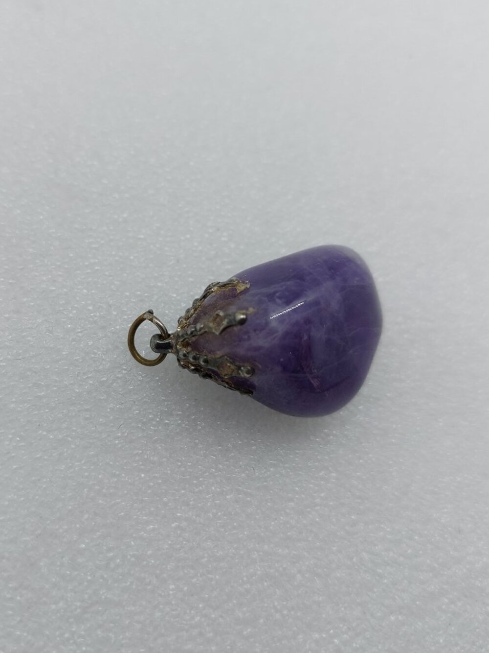 Vintage Amethyst Necklace Polished Natural Gemstone Pendant